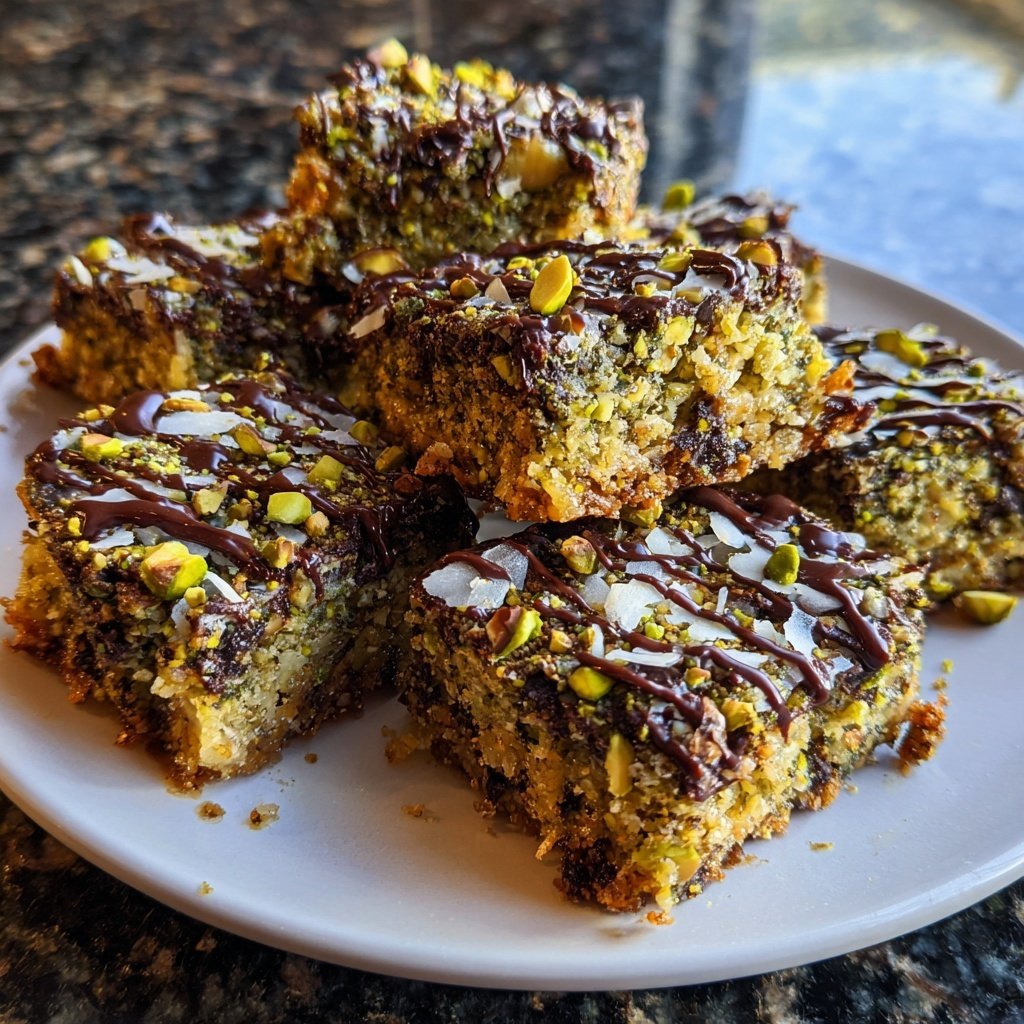 Chocolate Pistachio Coconut Bars