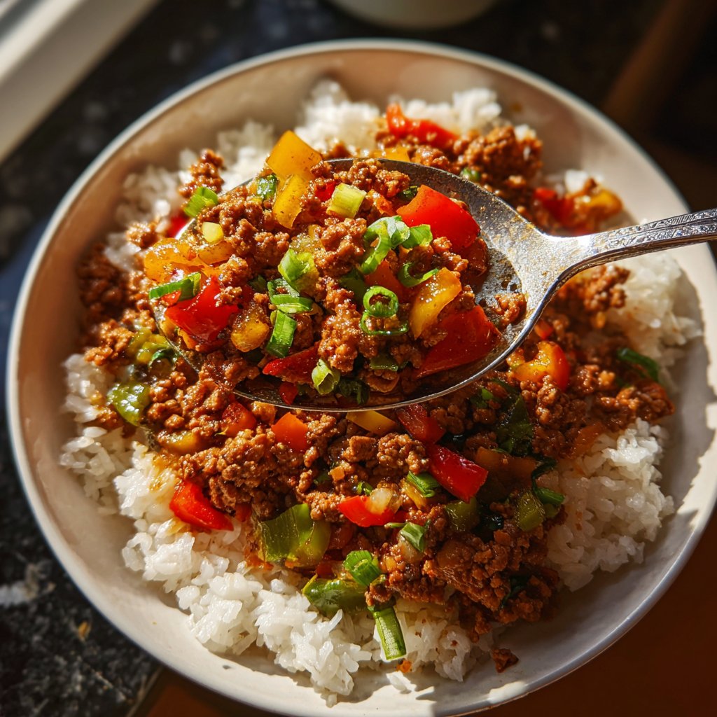Quick Ground Beef Stir Fry With Rice