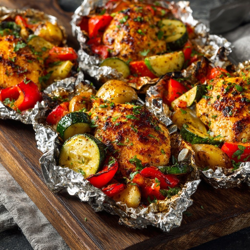 Baked Chicken And Veggie Foil Packs