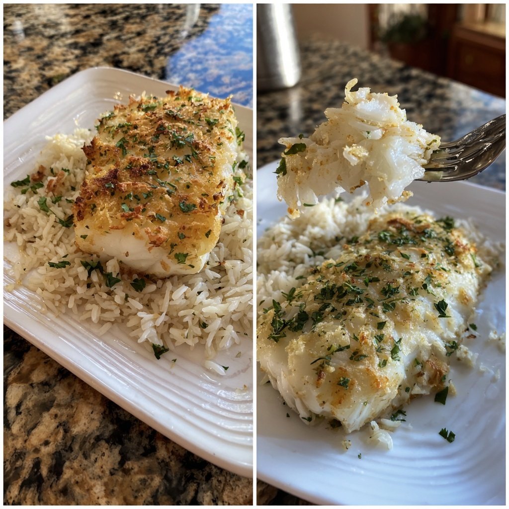 Lemon Herb Baked Cod With Rice