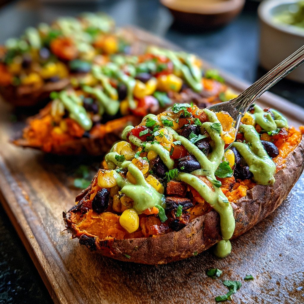 Baked Sweet Potato Veggie Boats
