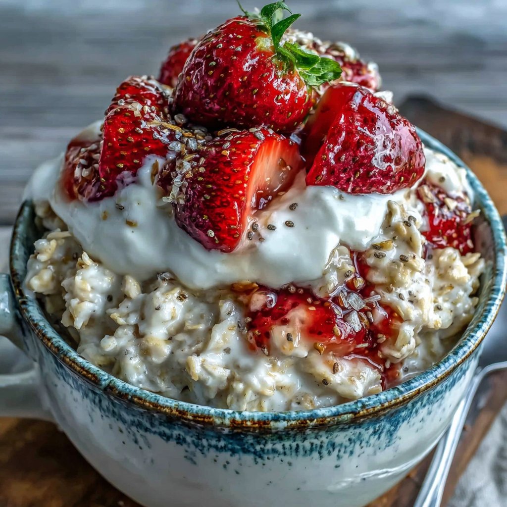 Overnight Oats With Strawberries And Cream