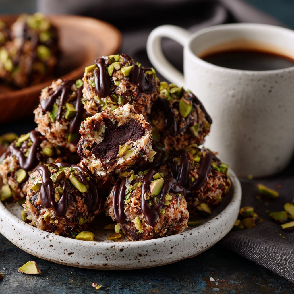Chocolate Pistachio Coconut Bites