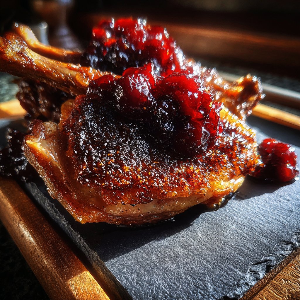 Duck Confit with Cherry Compote