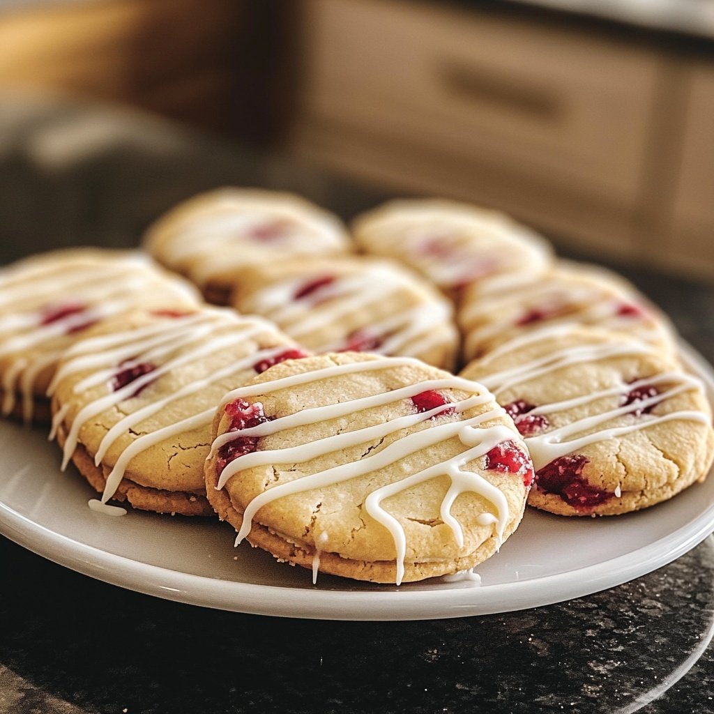 Raspberry Shortbread Cookies 🍇 | White Chocolate Drizzle Perfection