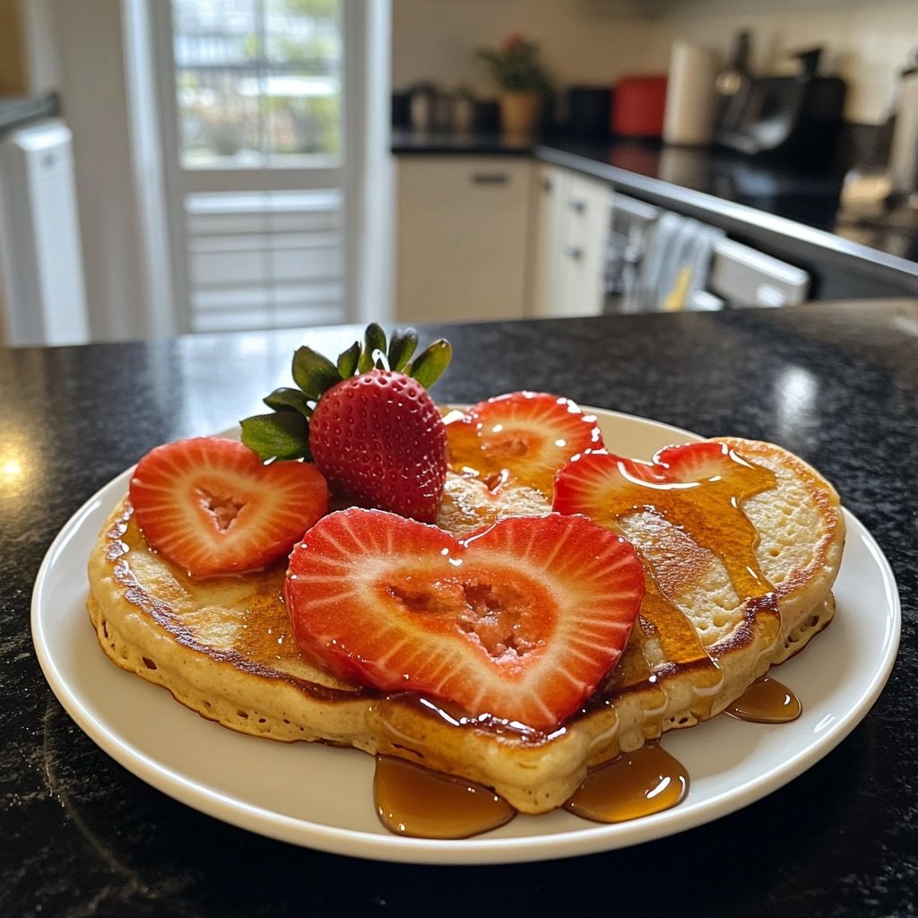 Valentine Breakfast Strawberry Pancakes